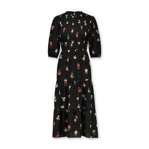 Smocked Black Midi Dress